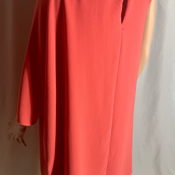 Adrianna Papell Coral One-Shoulder Draped Shift Dress Size 4 - Picture 6 of 10